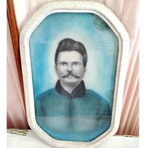 Antique Soldier? Hand Tinted Portrait Photograph, Late 1800s, 18 x 11 1/2 Inches